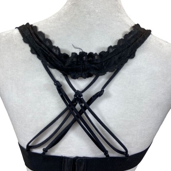 Victoria’s Secret PINK Black Lace Bralette with Multi‎ Strap Back Size Medium - Picture 7 of 12